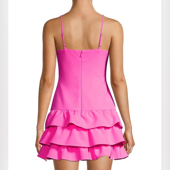 Likely Size 0 Amica Tiered Ruffle Hem Mini Dress in Hot Pink - Picture 1 of 12